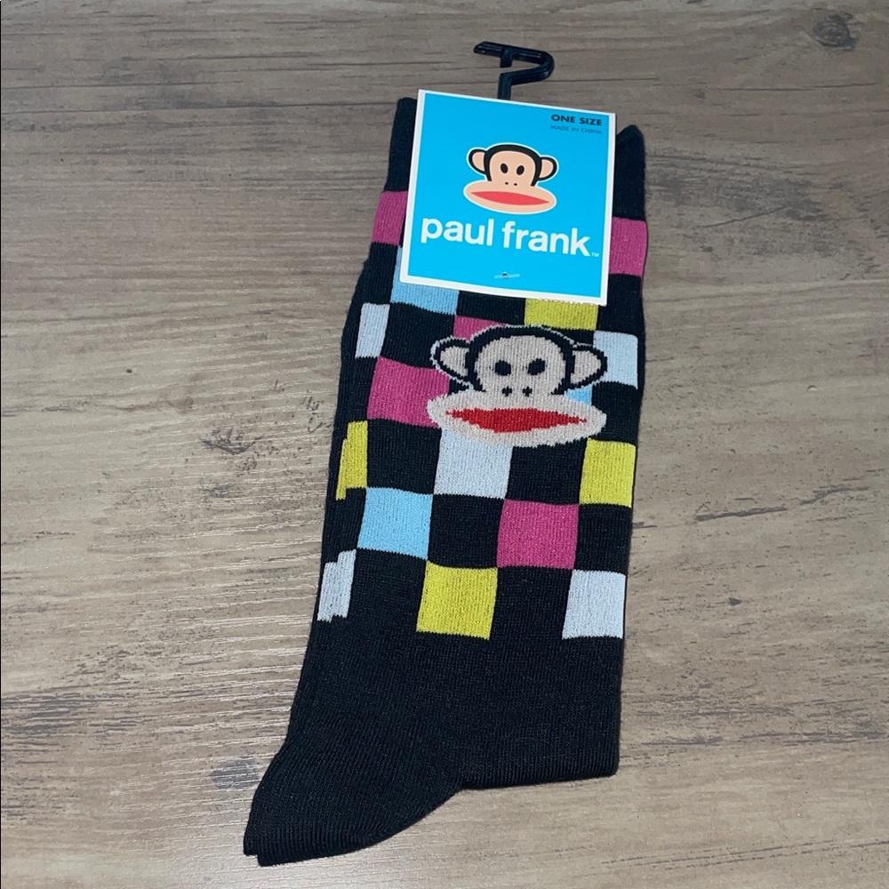 🏝️🎉Paul Frank Black Multicolor Checkered Socks